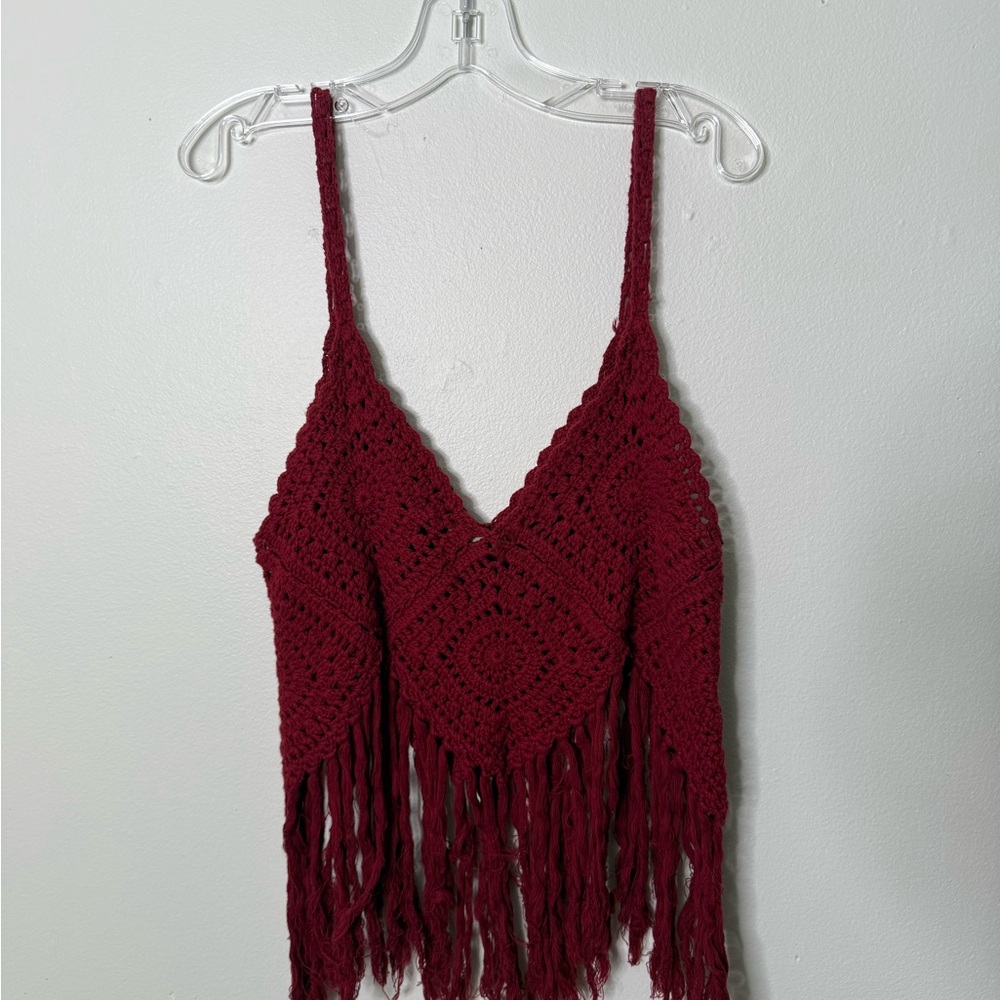 Deep Red Crochet Top